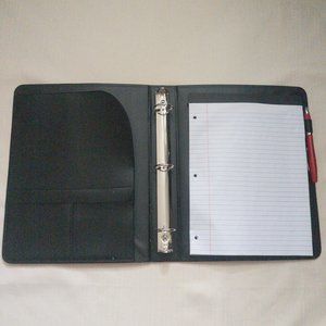 Padfolio Synthetic Leather Ring Binder with Notepad, 4 Pockets and Pen | New
